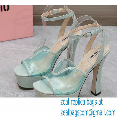 Miu Miu Heel 14cm Transparent platform sandals Light Green 2023 - Click Image to Close