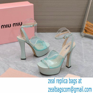 Miu Miu Heel 14cm Transparent platform sandals Light Green 2023 - Click Image to Close
