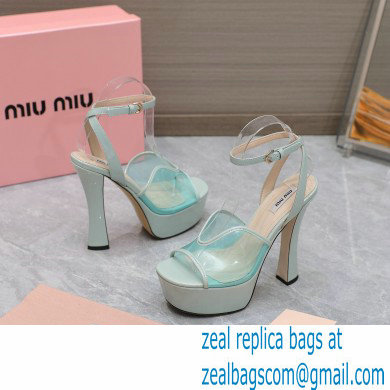 Miu Miu Heel 14cm Transparent platform sandals Light Green 2023