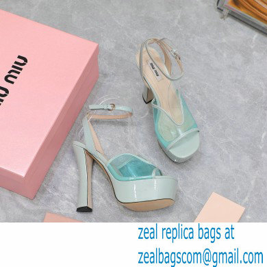 Miu Miu Heel 14cm Transparent platform sandals Light Green 2023 - Click Image to Close