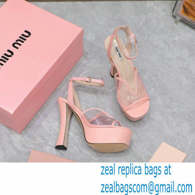 Miu Miu Heel 14cm Transparent platform sandals Pink 2023 - Click Image to Close