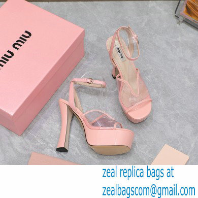 Miu Miu Heel 14cm Transparent platform sandals Pink 2023