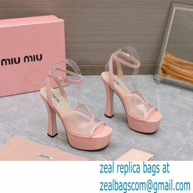 Miu Miu Heel 14cm Transparent platform sandals Pink 2023