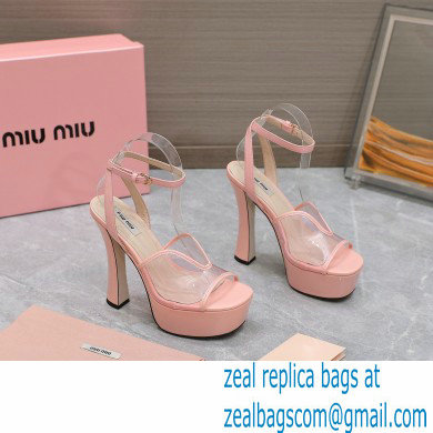 Miu Miu Heel 14cm Transparent platform sandals Pink 2023 - Click Image to Close