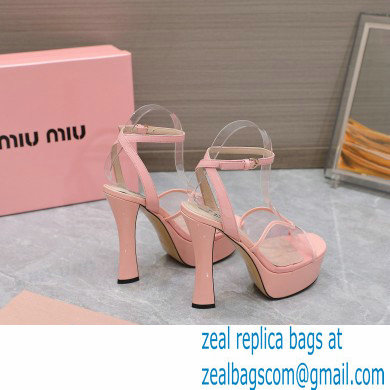 Miu Miu Heel 14cm Transparent platform sandals Pink 2023