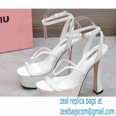 Miu Miu Heel 14cm Transparent platform sandals White 2023 - Click Image to Close