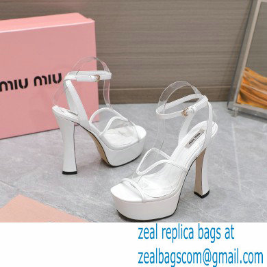 Miu Miu Heel 14cm Transparent platform sandals White 2023 - Click Image to Close