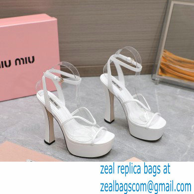 Miu Miu Heel 14cm Transparent platform sandals White 2023