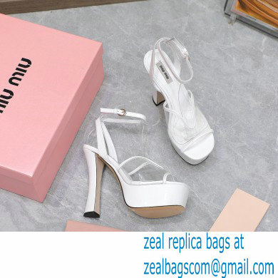 Miu Miu Heel 14cm Transparent platform sandals White 2023