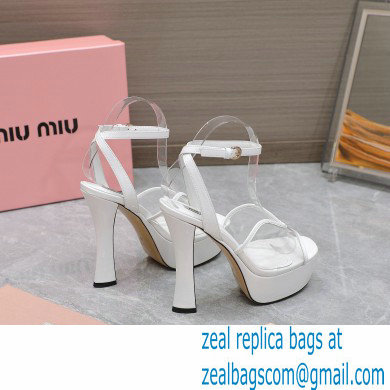 Miu Miu Heel 14cm Transparent platform sandals White 2023 - Click Image to Close