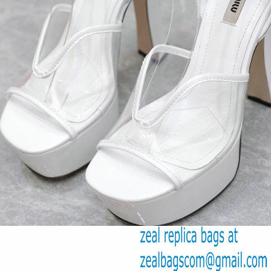 Miu Miu Heel 14cm Transparent platform sandals White 2023 - Click Image to Close