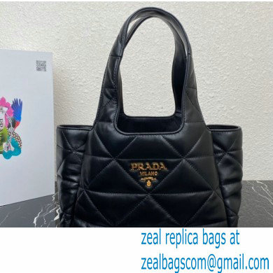 Prada Padded Medium nappa-leather tote bag with topstitching 1BG450 Black 2023