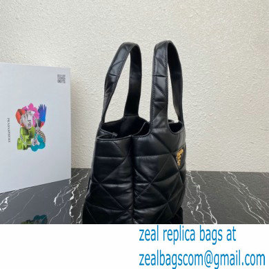 Prada Padded Medium nappa-leather tote bag with topstitching 1BG450 Black 2023