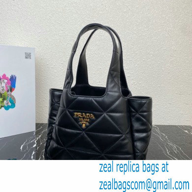 Prada Padded Medium nappa-leather tote bag with topstitching 1BG450 Black 2023