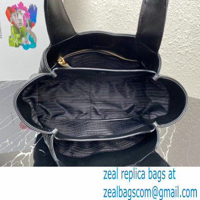 Prada Padded Medium nappa-leather tote bag with topstitching 1BG450 Black 2023 - Click Image to Close