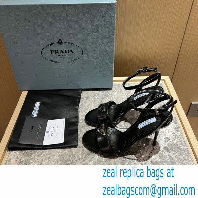 Prada Heel 10cm leather sandals 1X003N Brushed Black 2023 - Click Image to Close