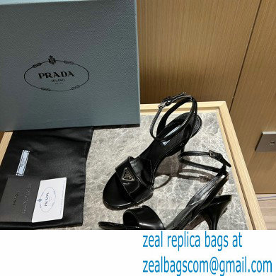 Prada Heel 10cm leather sandals 1X003N Brushed Black 2023 - Click Image to Close