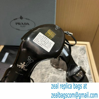 Prada Heel 10cm leather sandals 1X003N Brushed Black 2023