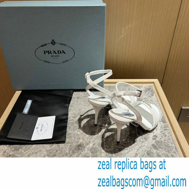 Prada Heel 10cm leather sandals 1X003N Brushed White 2023