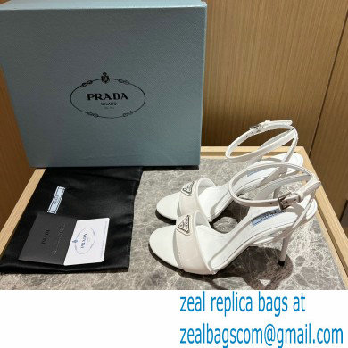 Prada Heel 10cm leather sandals 1X003N Brushed White 2023