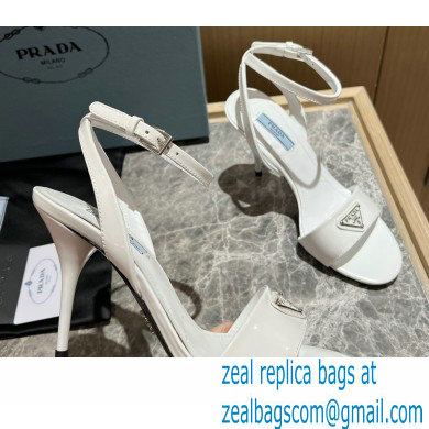 Prada Heel 10cm leather sandals 1X003N Brushed White 2023