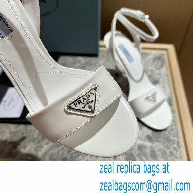 Prada Heel 10cm leather sandals 1X003N Brushed White 2023