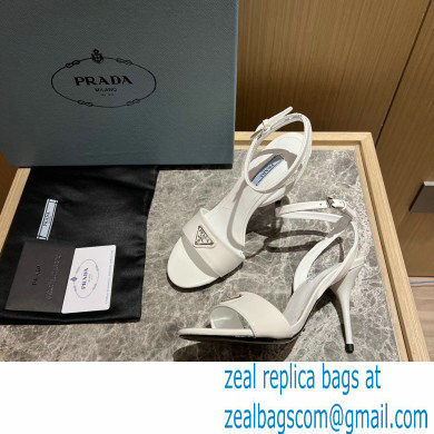 Prada Heel 10cm leather sandals 1X003N Brushed White 2023