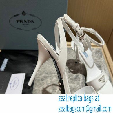 Prada Heel 10cm leather sandals 1X003N Brushed White 2023