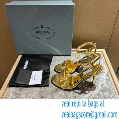 Prada Heel 10cm leather sandals 1X003N Metallic Gold 2023