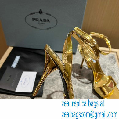 Prada Heel 10cm leather sandals 1X003N Metallic Gold 2023 - Click Image to Close