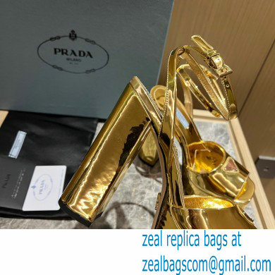 Prada Heel 13.5cm leather platform sandals 1XP48B Metallic Gold 2023