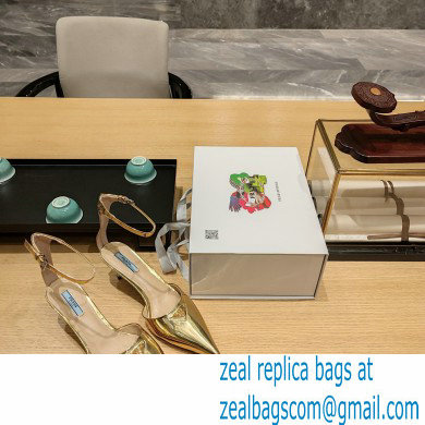 Prada Heel 4.5cm Triangle-logo Pumps Gold 2023