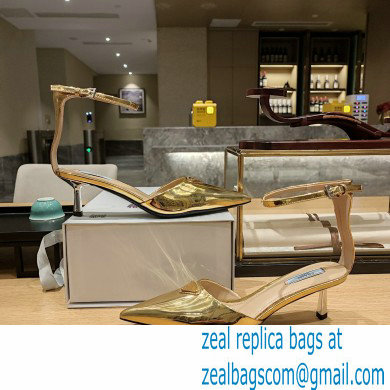 Prada Heel 4.5cm Triangle-logo Pumps Gold 2023