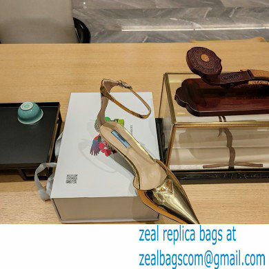 Prada Heel 4.5cm Triangle-logo Pumps Gold 2023