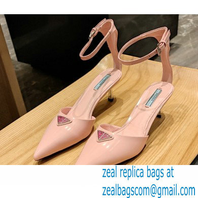 Prada Heel 4.5cm Triangle-logo Pumps Pink 2023 - Click Image to Close