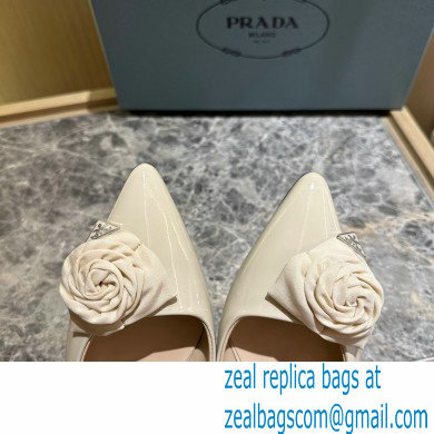 Prada Heel 5.5cm flower-applique Slingback Pumps Beige 2023 - Click Image to Close