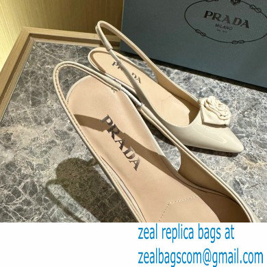 Prada Heel 5.5cm flower-applique Slingback Pumps Beige 2023