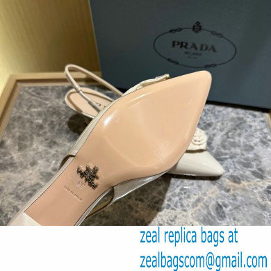 Prada Heel 5.5cm flower-applique Slingback Pumps Beige 2023