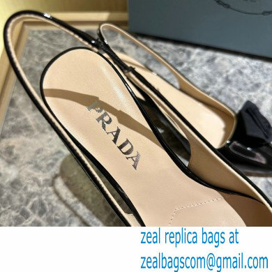 Prada Heel 5.5cm flower-applique Slingback Pumps Black 2023