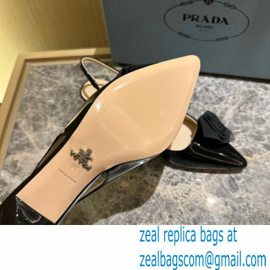 Prada Heel 5.5cm flower-applique Slingback Pumps Black 2023 - Click Image to Close