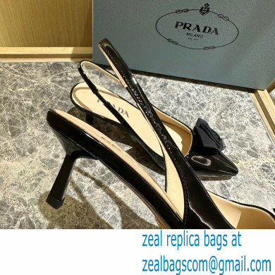 Prada Heel 5.5cm flower-applique Slingback Pumps Black 2023