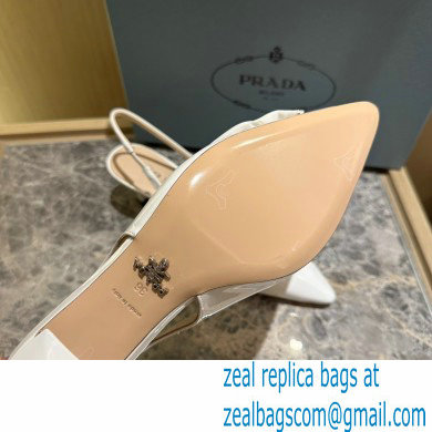 Prada Heel 5.5cm flower-applique Slingback Pumps White 2023 - Click Image to Close