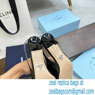 Prada Heel 5cm Patent Leather Slingback Pumps Black 2023