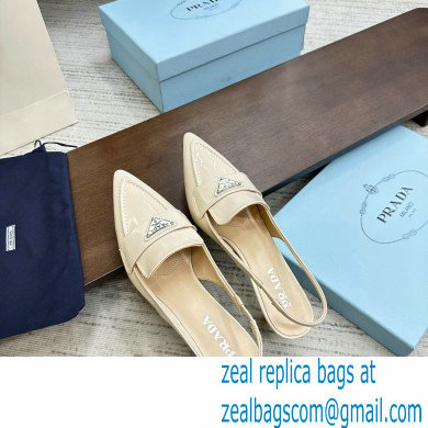 Prada Heel 5cm Patent Leather Slingback Pumps White 2023 - Click Image to Close
