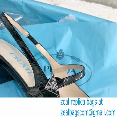 Prada Heel 5cm Triangle Logo Leather Slingback Pumps Black 2023 - Click Image to Close