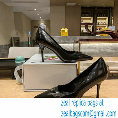 Prada Heel 8.5cm leather pumps 1I001N Brushed Black 2023 - Click Image to Close