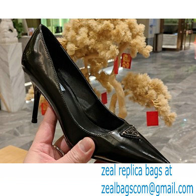 Prada Heel 8.5cm leather pumps 1I001N Brushed Black 2023 - Click Image to Close