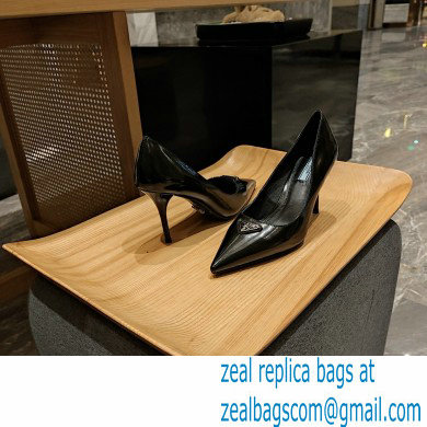 Prada Heel 8.5cm leather pumps 1I001N Brushed Black 2023 - Click Image to Close