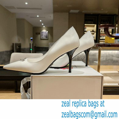 Prada Heel 8.5cm leather pumps 1I001N Brushed White 2023 - Click Image to Close