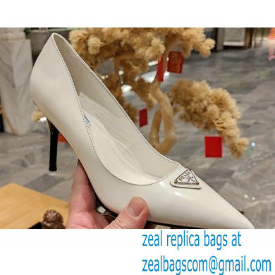 Prada Heel 8.5cm leather pumps 1I001N Brushed White 2023